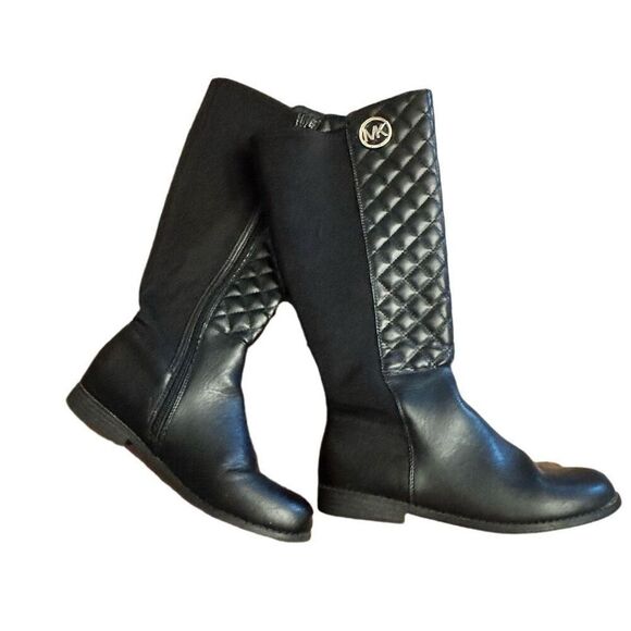 Michael Kors Black Quilted Vegan Leather Boots Sz 4 - Picture 1 of 5